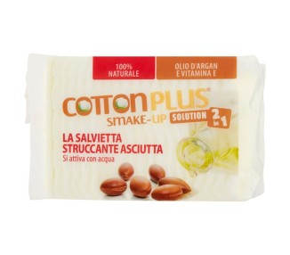 Salviette Struccanti DELICATE all'Argan- Si Attiva con Acqua - MAXI Size - 40pz. cotton plus