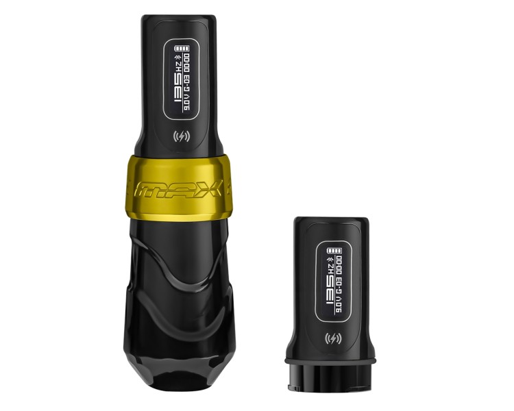 Spektra FLUX MAX Wireless con 2 PowerBolt II - Gold - Macchinetta Wireless Tattoo Pen fk irons Spektra FLUX MAX Wireless con 2 PowerBolt II - Gold - Macchinetta Wireless Tattoo Pen fk irons