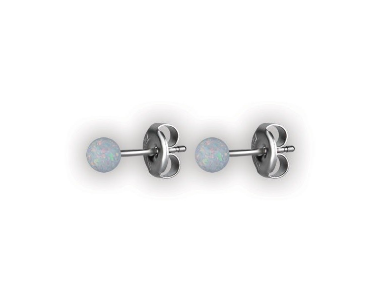SS 316 SYNTHETIC OPAL BALL EARSTUDS (PAIR) 3mm WH/OP SS 316 SYNTHETIC OPAL BALL EARSTUDS (PAIR) 3mm WH/OP