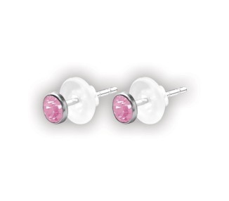 SS 316 FLAT JEWELLED DISC EAR STUDS (PAIR) 3mm