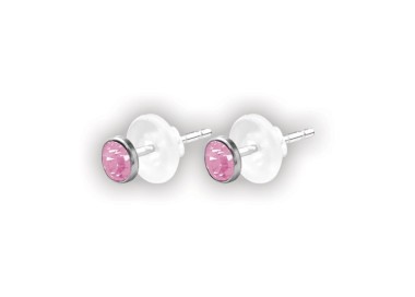 SS 316 FLAT JEWELLED DISC EAR STUDS (PAIR) 3mm