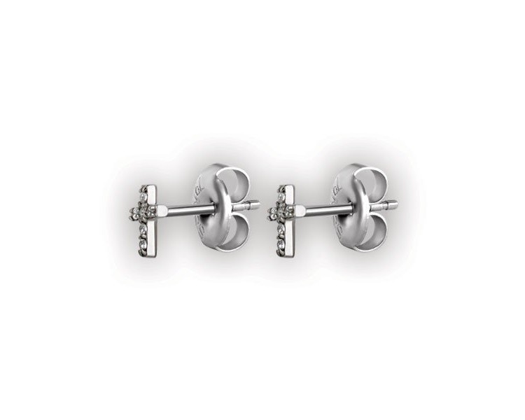 SS 316 CROSS STUD W/ MICROPAVE SETTING (PAIR) WH SS 316 CROSS STUD W/ MICROPAVE SETTING (PAIR) WH