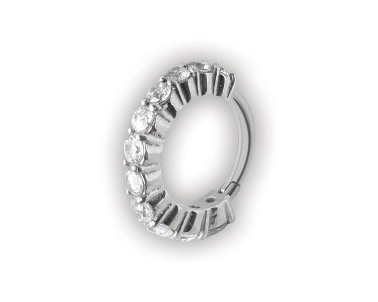 SS 316 HINGED RING W/ CRYSTAL SS 316 HINGED RING W/ CRYSTAL