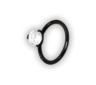 BK 316 STEEL RING W/ROUND CRYSTAL STONE