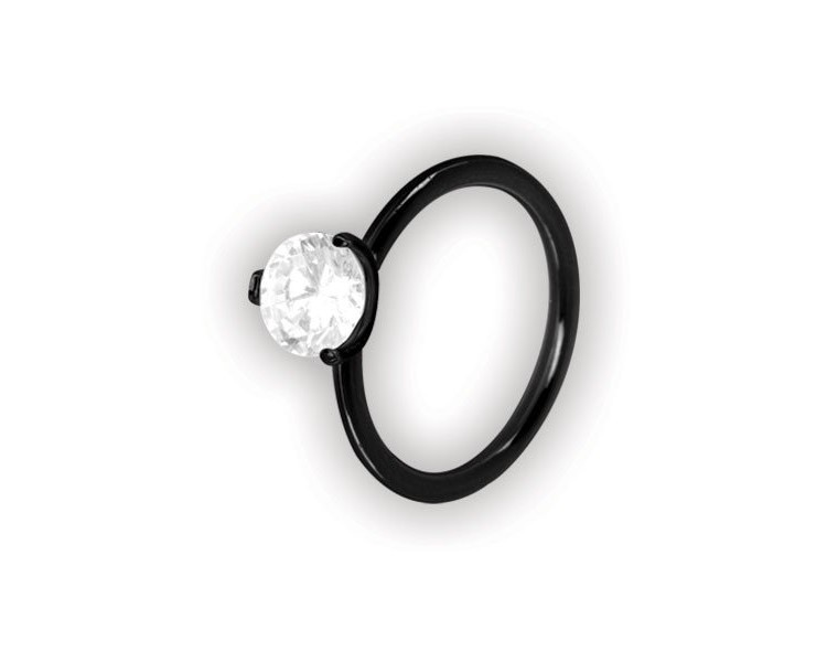 BK 316 STEEL RING W/ROUND CRYSTAL STONE BK 316 STEEL RING W/ROUND CRYSTAL STONE