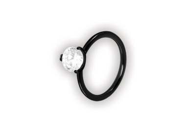 BK 316 STEEL RING W/ROUND CRYSTAL STONE