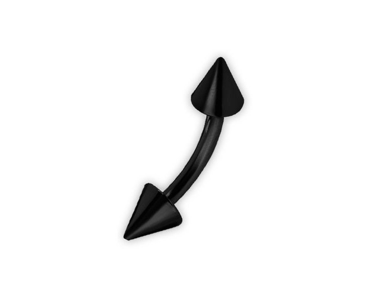 BK 316 CURVED EYEBROW BARBELLS W/CONES BK 316 CURVED EYEBROW BARBELLS W/CONES