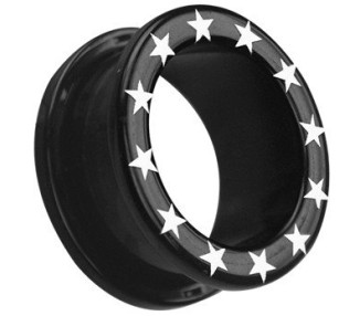 UV FLESH TUNNELS BLACK W/STAR