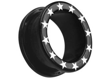 UV FLESH TUNNELS BLACK W/STAR