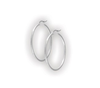 Steel Round Hoop Earrings (2mm)