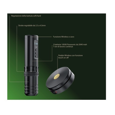 +WATTS Macchinetta Wireless Tattoo Pen - Nera