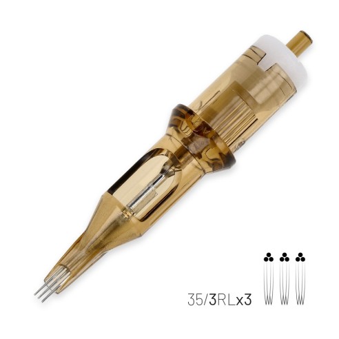 03 RL x 3 (Whip Shading) 0,35 mm Long Taper - Cartucce Aghi Tattoo Kwadron - 20 pz