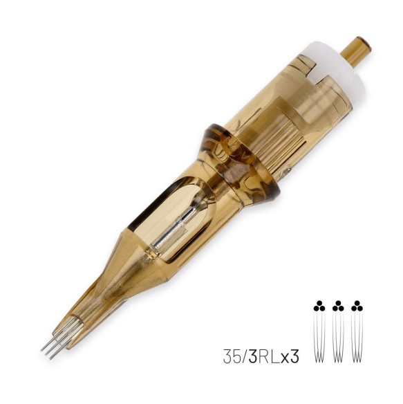 03 RL x 3 (Whip Shading) 0,35 mm Long Taper - Cartucce Aghi Tattoo Kwadron - 20 pz