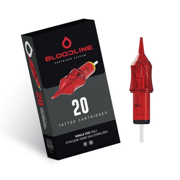 18 RL (Round Liner) Long Taper - Cartucce Aghi Tattoo BodySupply Bloodline - 20 pz