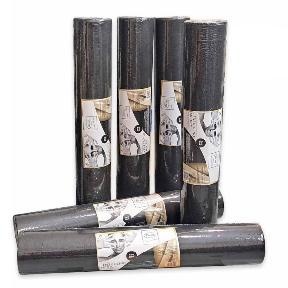 6 Rotoli di Lenzuolino TNT+PLP Nero per Lettino - 60cm x 70mt.