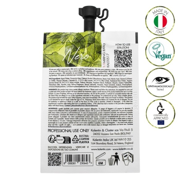 Tinta ibrida effetto henné preattivata - Nero 10 ml - KALENTIN