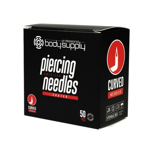 BodySupply Coated Sterile Curved Piercing Needles - 50 pz