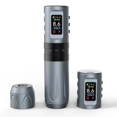 Focus Wireless Pen - Corsa Regolabile 2,4–4,2 mm - Macchinetta Wireless Tattoo Pen - Grigia