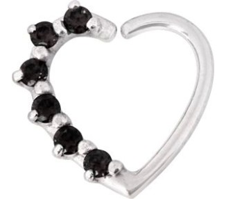 SS 316 ANNEALED HEART RING PRONG SET W. ZIRCONIA (RIGHT) 1,2x10mm