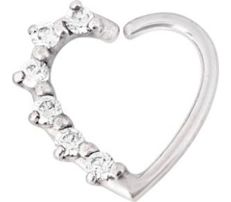 SS 316 ANNEALED HEART RING PRONG SET W. ZIRCONIA (RIGHT) 1,2x10mm
