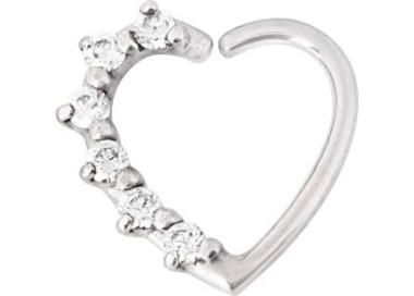 SS 316 ANNEALED HEART RING PRONG SET W. ZIRCONIA (RIGHT) 1,2x10mm