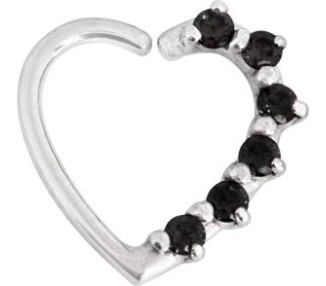 SS 316 ANNEALED HEART RING PRONG SET W. ZIRCONIA (LEFT) 1,2x10mm
