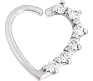 SS 316 ANNEALED HEART RING PRONG SET W. ZIRCONIA (LEFT) 1,2x10mm