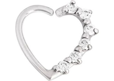 SS 316 ANNEALED HEART RING PRONG SET W. ZIRCONIA (LEFT) 1,2x10mm