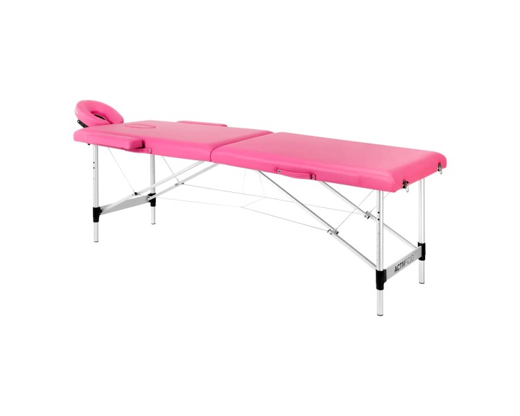 Lettino Pieghevole in Similpelle Rosa e Struttura in Alluminio activeshop Lettino Pieghevole in Similpelle Rosa e Struttura in Alluminio activeshop