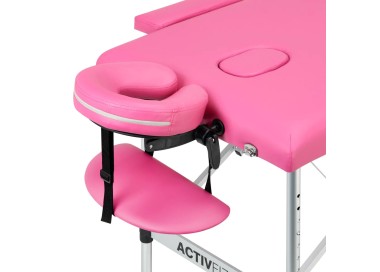 Lettino Pieghevole in Similpelle Rosa e Struttura in Alluminio activeshop