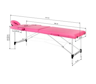 Lettino Pieghevole in Similpelle Rosa e Struttura in Alluminio activeshop