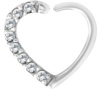 SS 316 ANNEALED HEART RING PAVE SET W. ZIRCONIA (RIGHT) 1,2x10mm