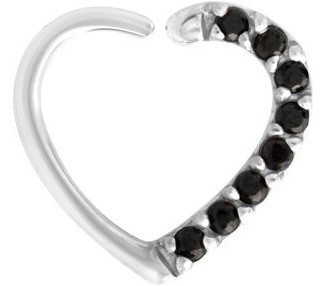 SS 316 ANNEALED HEART RING PAVE SET W. ZIRCONIA (LEFT) 1,2x10mm