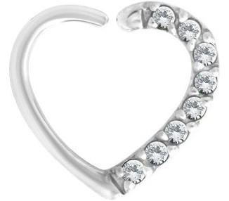 SS 316 ANNEALED HEART RING PAVE SET W. ZIRCONIA (LEFT) 1,2x10mm