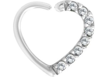 SS 316 ANNEALED HEART RING PAVE SET W. ZIRCONIA (LEFT) 1,2x10mm