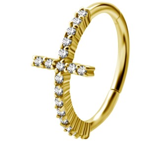 GD 316 HINGED RING SET W. ZIRCONIA (CROSS) 1,2x12mm WH