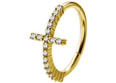 GD 316 HINGED RING SET W. ZIRCONIA (CROSS) 1,2x12mm WH