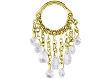 GD 316 HINGED RING WITH PEAR SHAPE AND ROUND STONE DANGLES 1,2x8mm WH