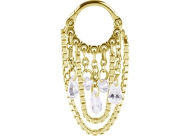 GD 316 HINGED RING WITH PEAR SHAPE AND ROUND STONE DANGLES 1,2x8mm WH