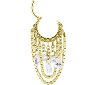 GD 316 HINGED RING WITH PEAR SHAPE AND ROUND STONE DANGLES 1,2x8mm WH
