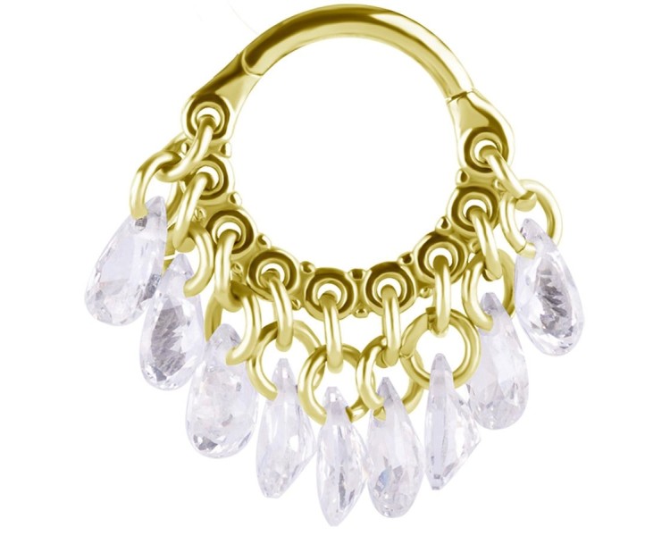 GD 316 HINGED RING WITH PEAR SHAPE STONE DANGLES 1,2x8mm WH GD 316 HINGED RING WITH PEAR SHAPE STONE DANGLES 1,2x8mm WH