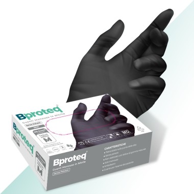 Bproteq Guanti in Nitrile Neri 3,5 g Senza Polvere - 100 pz