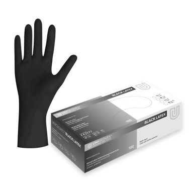 Unigloves BLACK LATEX Guanti Neri in Lattice Senza Polvere - 100 pz