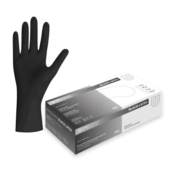 Unigloves BLACK LATEX Guanti Neri in Lattice Senza Polvere - 100 pz