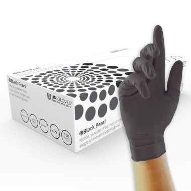 Unigloves BLACK PEARL Guanti in Nitrile Neri Senza Polvere - 100 pz