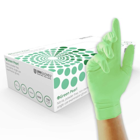 Unigloves MINT PEARL Guanti in Nitrile Menta Senza Polvere - 100 pz