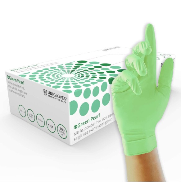 Unigloves MINT PEARL Guanti in Nitrile Menta Senza Polvere - 100 pz