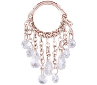 RG 316 HINGED RING WITH PEAR SHAPE AND ROUND STONE DANGLES 1,2x8mm WH