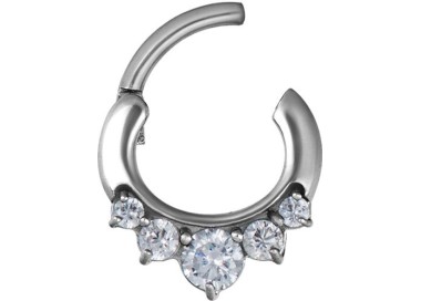 SS 316 JEWELLED CURVED BAR SEPTUM CLICKERS mod 12