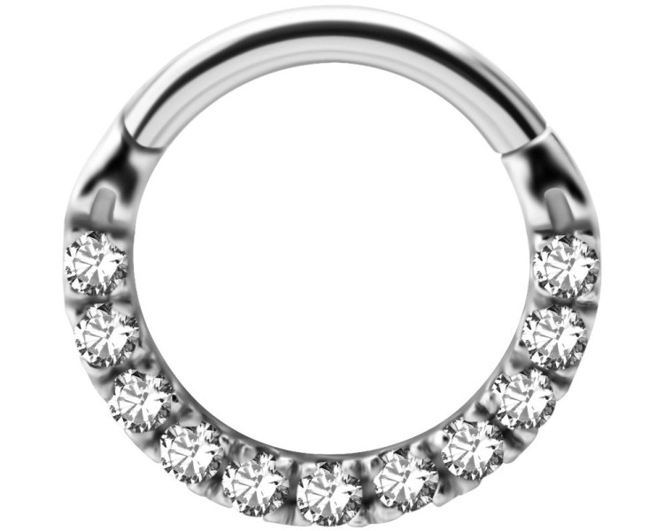 SS 316 HINGED CLICKER SET with Front Jewels SS 316 HINGED CLICKER SET with Front Jewels